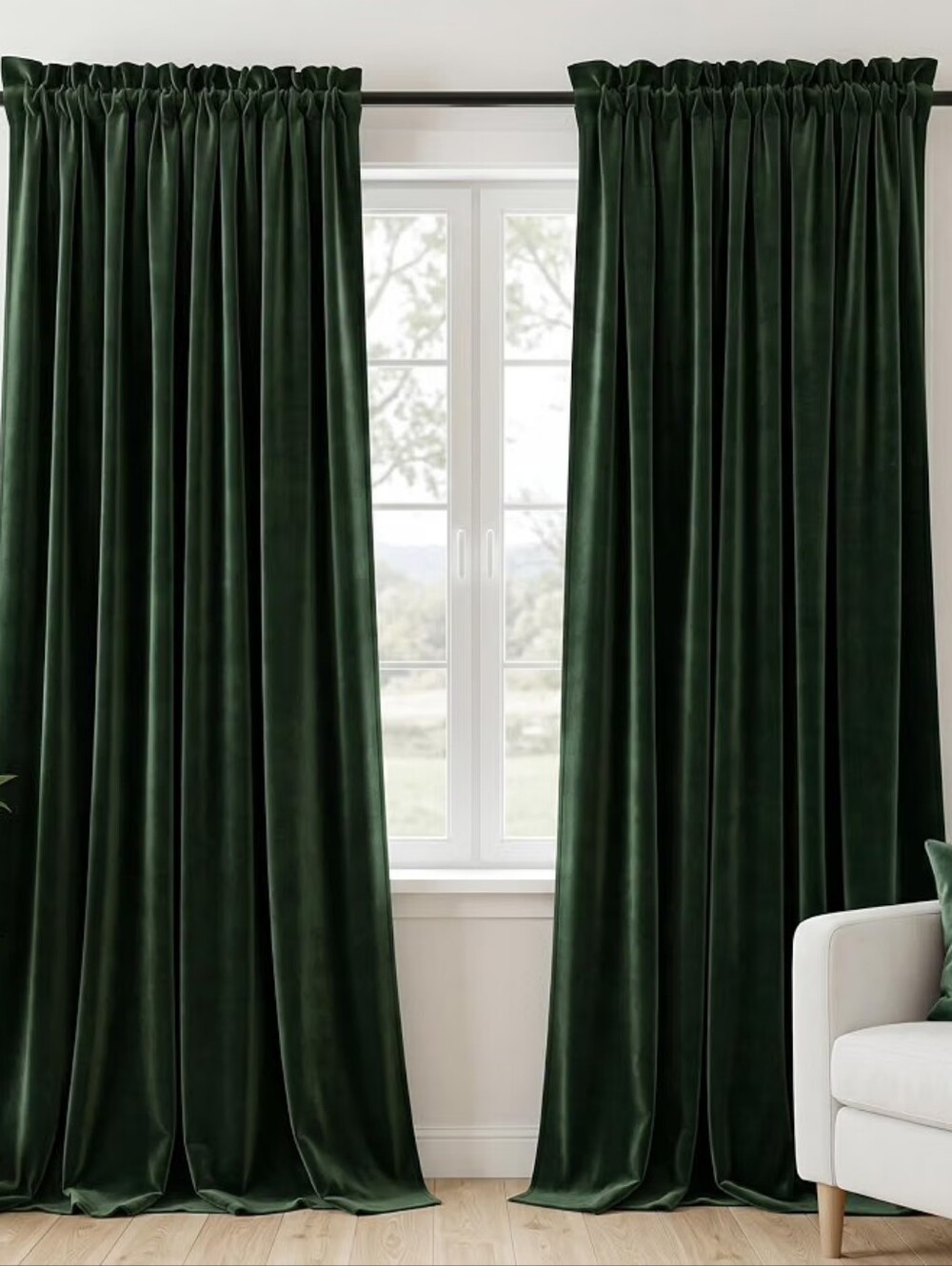 Dark Green Velvet Drapes
